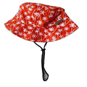 Orange Palm Tree Printed Bucket Hat